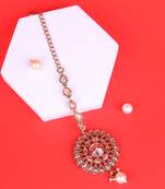 Traditional oval and round shape silver gold plated brass maang tikka for women and girls