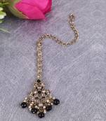 Traditional oval and flower shape silver gold plated brass maang tikka for women and girls