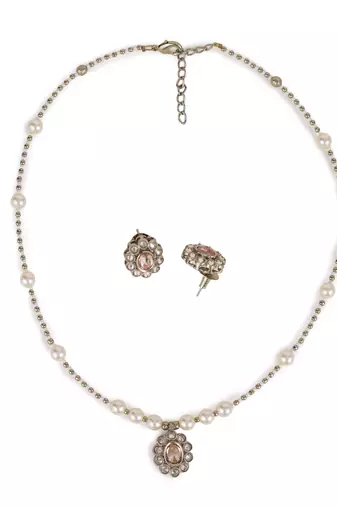 Excellent round shape pearl crystal silver plated matinee for women and girls