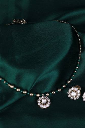 Desirable green and golden boll gold plated matinee  for women and girls