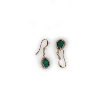 gold plated green crystal pearl matinee necklace set 4