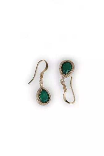 gold plated green crystal pearl matinee necklace set