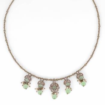 Delightful leaf and oval shape crystal gold plated matinee  for women and girls 3