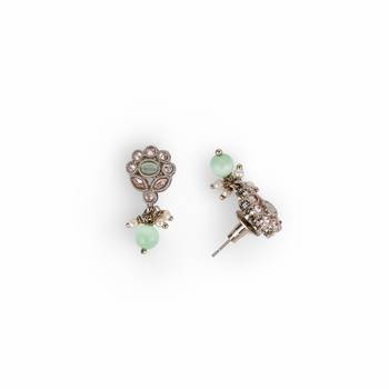 Delightful leaf and oval shape crystal gold plated matinee  for women and girls 4