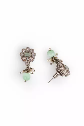 Delightful leaf and oval shape crystal gold plated matinee  for women and girls