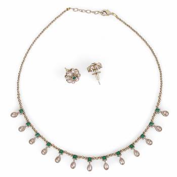 Eye-catchy oval shape brown crystal gold plated matinee for women and girls 2