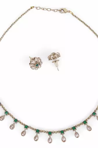 Eye-catchy oval shape brown crystal gold plated matinee for women and girls
