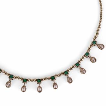 Eye-catchy oval shape brown crystal gold plated matinee for women and girls 3