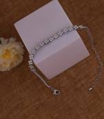 Elegant flower design studded cz silver plated bracelet for women and girls