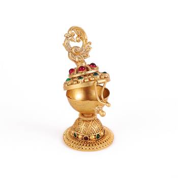 Traditional peacock design gold plated brass sindoor dani/dibbi for women 4