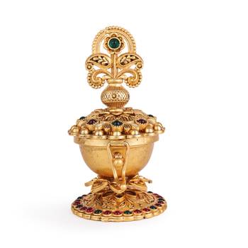 Traditional paisley kalasha(waterpot) gold plated brass sindoor dani/dibbi for women 2