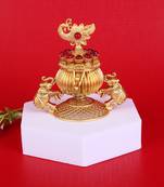 Traditional peacock and elephant gold plated brass sindoor dani/dibbi for women