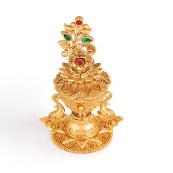 Traditional flower and elephant gold plated brass sindoor dani/dibbi for women 3