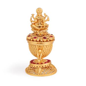 Traditional laxmi design gold plated brass sindoor dani/dibbi for women 2