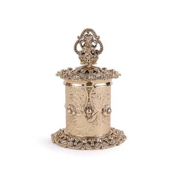 Traditional laxmi design antique gold plated brass sindoor dani/dibbi for women 2