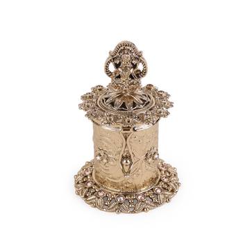 Traditional laxmi design antique gold plated brass sindoor dani/dibbi for women 3
