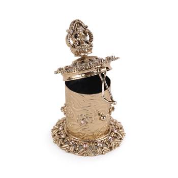 Traditional laxmi design antique gold plated brass sindoor dani/dibbi for women 4