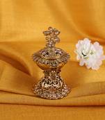 Traditional flower design antique gold plated brass sindoor dani/dibbi for women