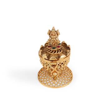 Traditional laxmi design gold plated brass sindoor dani/dibbi for women 3