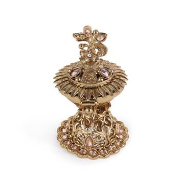 Traditional flower design antique gold plated brass sindoor dani/dibbi for women 3