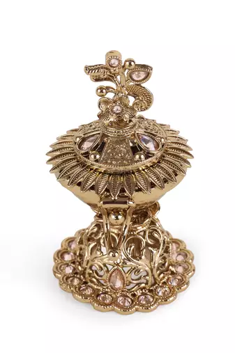 Traditional flower design antique gold plated brass sindoor dani/dibbi for women