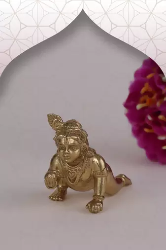 lord krishna gold plated idol/murti home and office decorative gifting