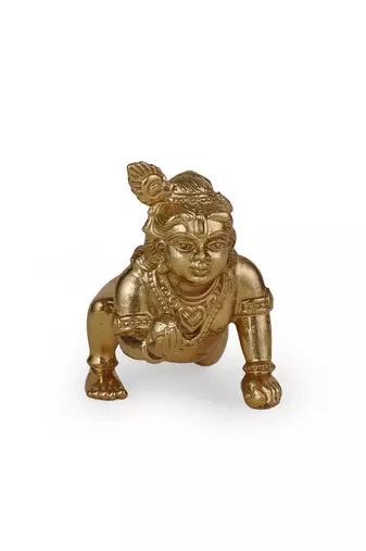 lord krishna gold plated idol/murti home and office decorative gifting