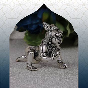 lord krishna silver gold plated idol/murti home and office decorative gifting 1