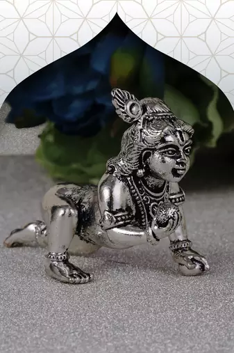 lord krishna silver gold plated idol/murti home and office decorative gifting