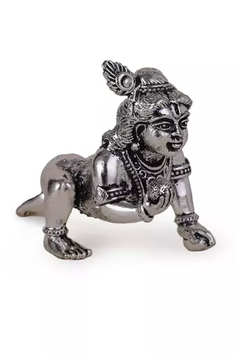 lord krishna silver gold plated idol/murti home and office decorative gifting
