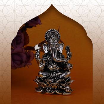 lord ganesha silver gold plated idol/murti home and office decorative gifting 1