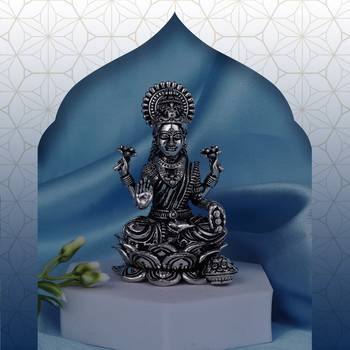 devi laxmi silver gold plated idol/murti home and office decorative gifting 1