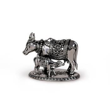 cow (gaay mata) silver gold plated idol/murti home and office decorative gifting 2