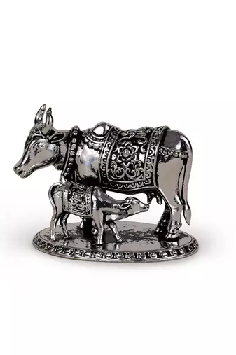 cow (gaay mata) silver gold plated idol/murti home and office decorative gifting