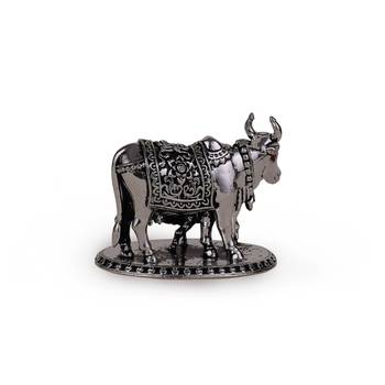 cow (gaay mata) silver gold plated idol/murti home and office decorative gifting 3