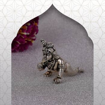 lord krishna silver gold plated idol/murti home and office decorative gifting 1