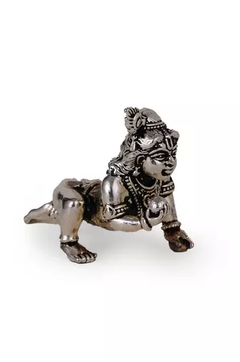 lord krishna silver gold plated idol/murti home and office decorative gifting