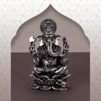 lord ganesha silver gold plated idol/murti home and office decorative gifting 1