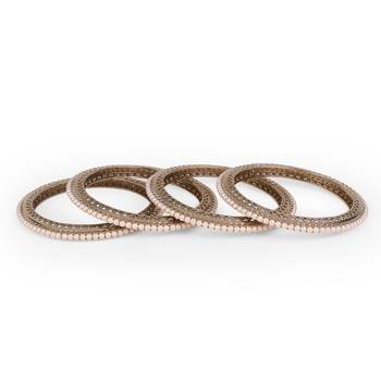 Glimmery pearl antique gold plated set of 4 bangles for women and girls 3