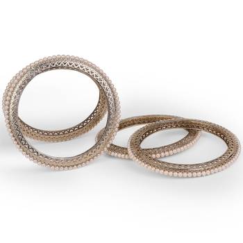 Glimmery pearl antique gold plated set of 4 bangles for women and girls 4