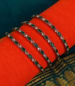 Incredible green crystal antique gold plated set of 4 bangles for women and girls