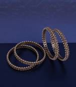 Creative pearl brown crystal antique gold plated set of 4 bangles for women and girls