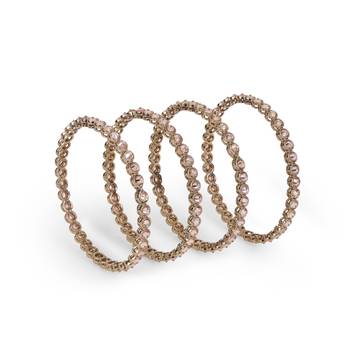 antique gold plated brown stone bangle set 2