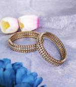 Glamorous oval shape stone antique gold plated set of 2 bangles for women and girls