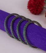 Excellent squire green crystal antique gold plated set of 4 bangles for women and girls