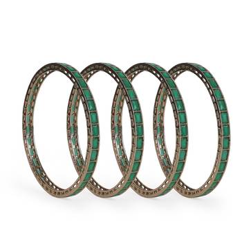 Excellent squire green crystal antique gold plated set of 4 bangles for women and girls 2