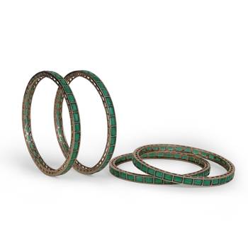 Excellent squire green crystal antique gold plated set of 4 bangles for women and girls 3