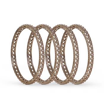Delightful rectangle brown crystal antique gold plated set of 4 bangles for women and girls 2