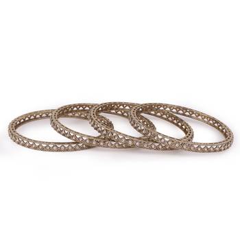 Delightful rectangle brown crystal antique gold plated set of 4 bangles for women and girls 4