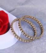Fabulous oval shape stone antique gold plated set of 2 bangles for women and girls